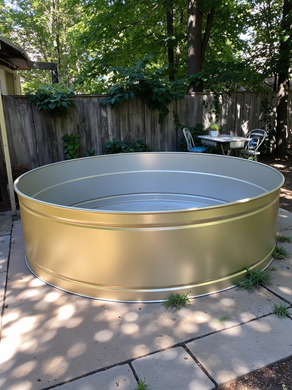 24 Smart Stock Tank Pool Paint Ideas That Transform Your Space glamorous metallic pool finishes