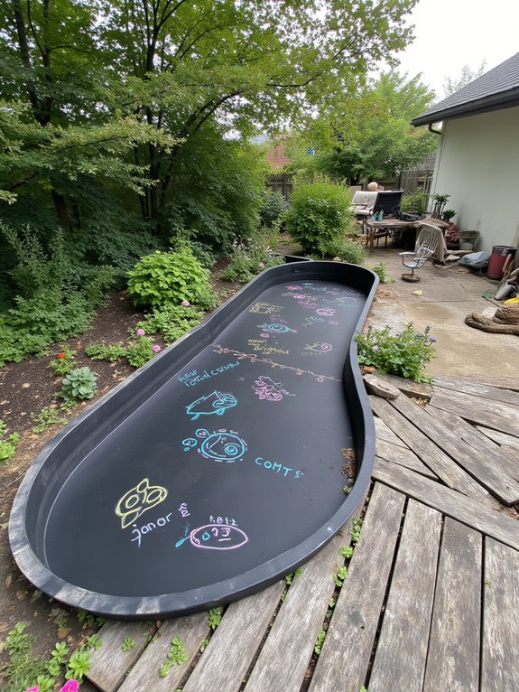 24 Smart Stock Tank Pool Paint Ideas That Transform Your Space interactive chalkboard pool fun