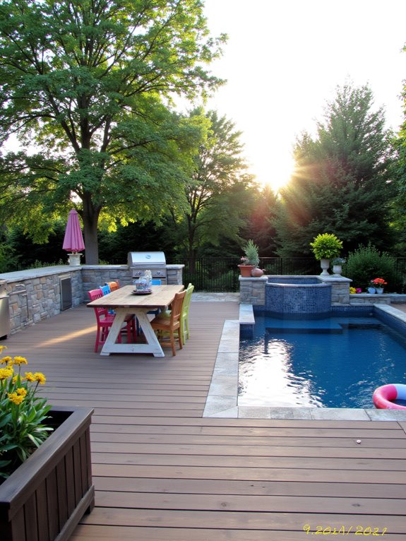 24 Creative Inground Pool Deck Ideas For Easy Backyard Upgrades inviting outdoor bbq space