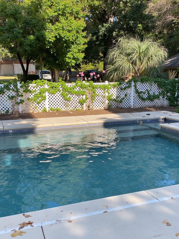 20 Smart Inground Pool Privacy Ideas For Peaceful Yards lattice fencing for privacy