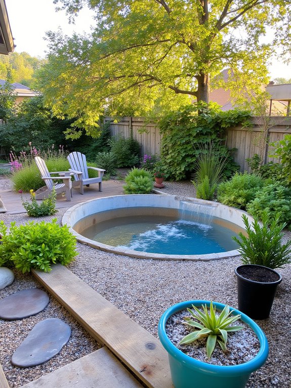 20 Modern Stock Tank Pool Designs For A Fresh Outdoor Upgrade lush landscaping for relaxation