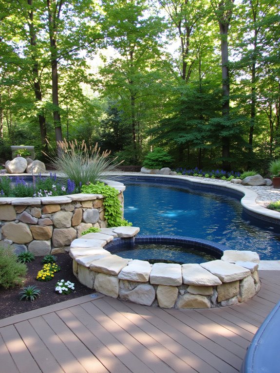 18 Luxurious Inground Pool And Hot Tub Ideas For Home Retreats lush retreat with landscaping
