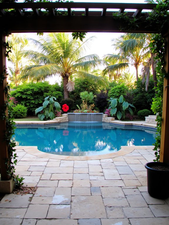 25 Impressive Inground Pool Patio Ideas That Upgrade Your Space lush tropical poolside paradise