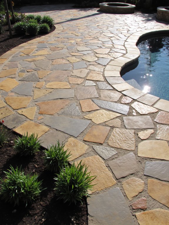 24 Creative Inground Pool Deck Ideas For Easy Backyard Upgrades luxurious natural stone decor