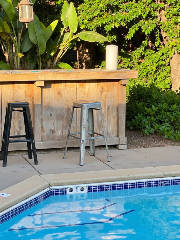 22 Trendy Outdoor Patio Pool Ideas For Endless Summer Days luxurious poolside refreshment setup