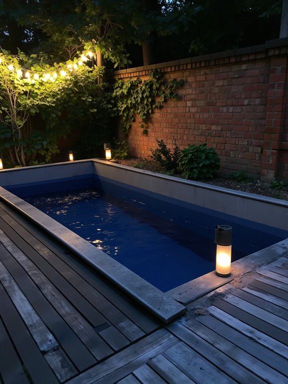 20 Stylish Cattle Trough Pool Ideas For Unexpected Backyard Flair magical evening retreat lighting