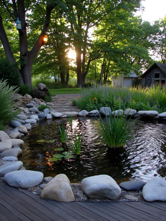 21 Creative Stock Pond Pool Ideas For Nature Loving Yards magical nighttime pond illumination