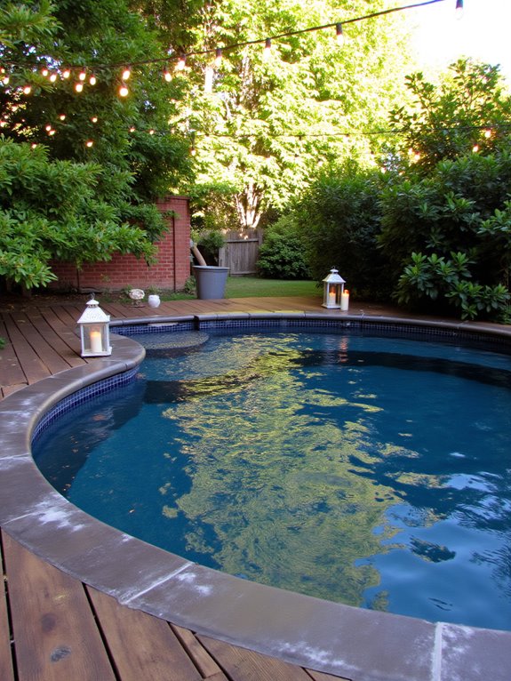 23 Refreshing Saltwater Stock Tank Pool Ideas For Easy Upkeep magical pool lighting ambiance