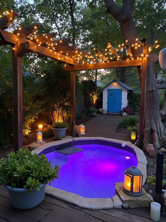 19 Relaxing Stock Tank Pool Ideas For Calm Summer Afternoons magical pool lighting ideas