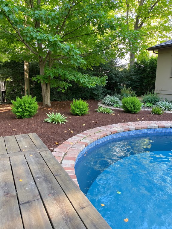 23 Lovely Inground Pool Landscaping Ideas For A Natural Feel mulch enhances pool landscaping