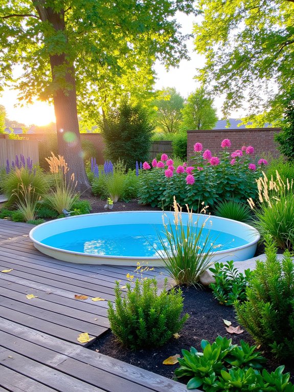 24 Unique Stock Tank Pool Deck Ideas That Elevate Any Yard native plants enhance beauty