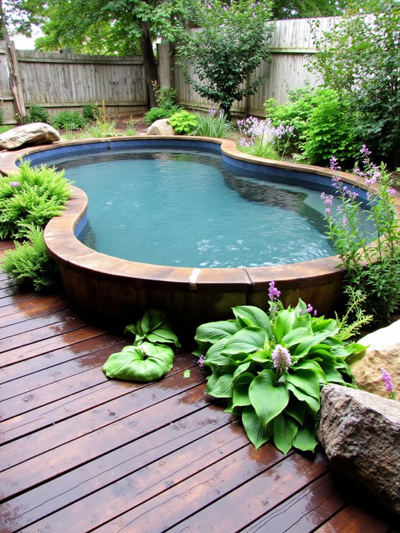 18 Rustic Stock Tank Pool Ideas With Warm Outdoor Charm natural elements enhance ambiance
