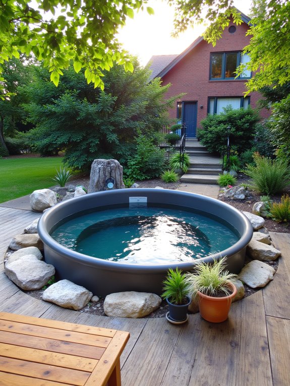 19 Trendy Plastic Stock Tank Pool Ideas For A Modern Twist natural elements for tranquility