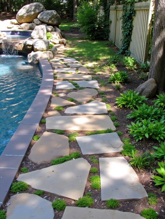 19 Inspiring Inground Pool Landscaping Ideas With Rock Waterfalls natural pathways enhance exploration