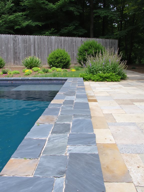21 Unique Inground Pool Coping Ideas That Refresh Your Space natural slate coping beauty