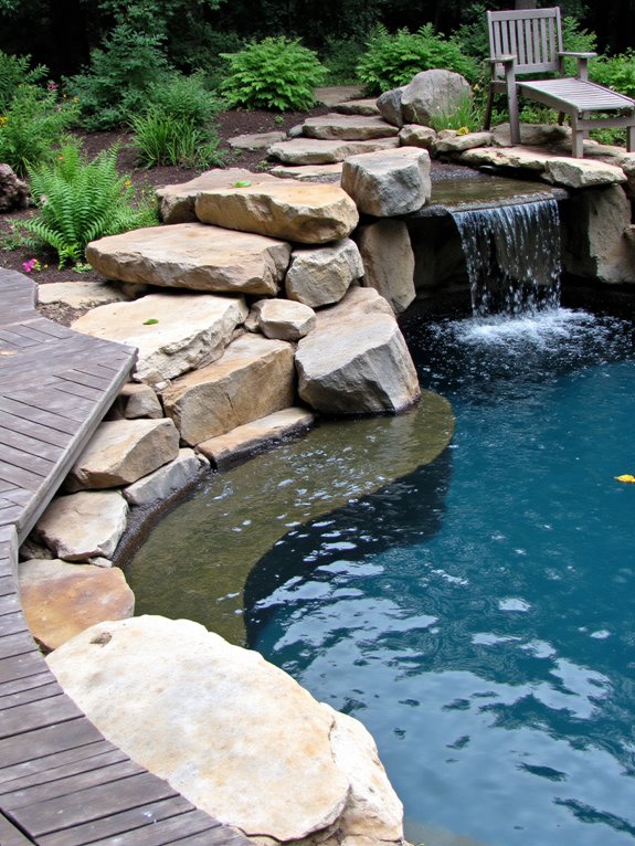 19 Inspiring Inground Pool Landscaping Ideas With Rock Waterfalls natural stone rustic design