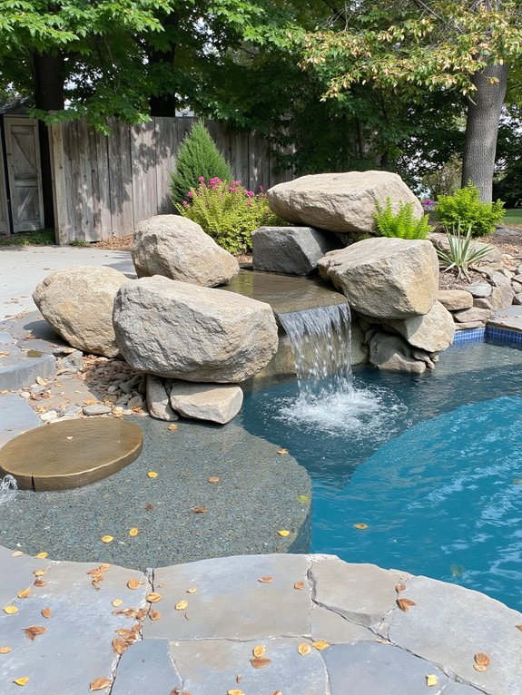 19 Inspiring Inground Pool Landscaping Ideas With Rock Waterfalls natural waterfall pool entry