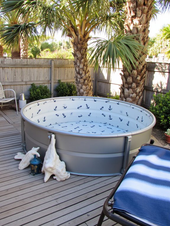 20 Elevated Stock Tank Pool Liner Ideas That Look Professional nautical liners for pools