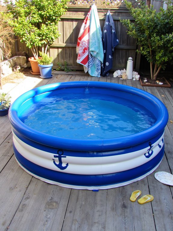 24 Smart Stock Tank Pool Paint Ideas That Transform Your Space nautical themed summer pool makeover