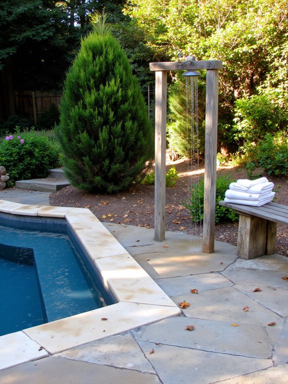 22 Simple Inground Pool Ideas For Effortless Outdoor Living outdoor shower enhances convenience