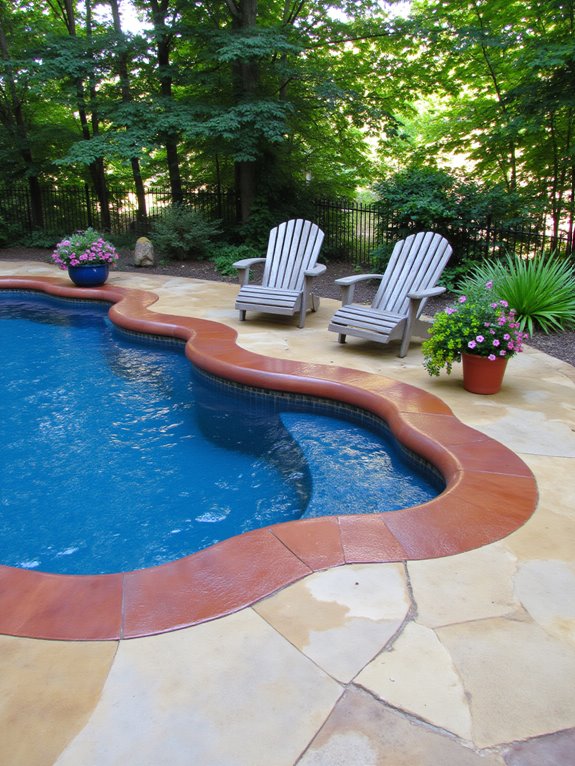 21 Unique Inground Pool Coping Ideas That Refresh Your Space personalized colorful pool coping