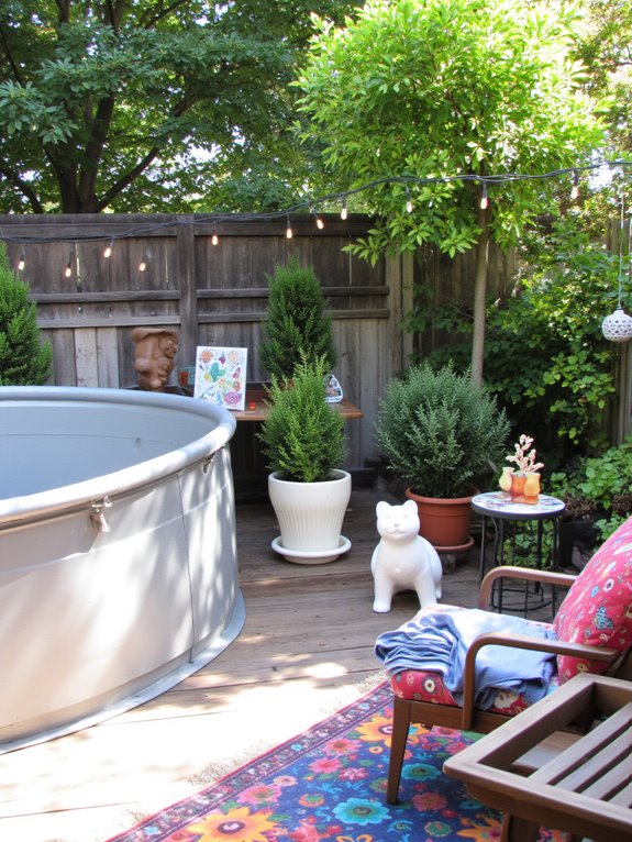 22 Modern Stock Tank Pool Setup Ideas For A Clean Aesthetic personalized poolside art decor