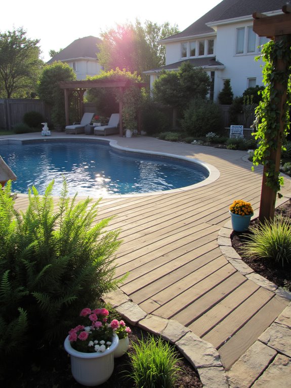 21 Beautiful Inground Pool Deck Ideas For Relaxed Summer Days pool area landscaping ideas
