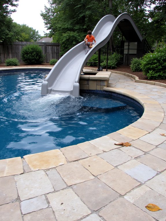 25 Fun Inground Pool Ideas With Slides For Backyard Play pool slide safety guidelines