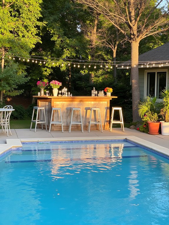 20 Stylish Backyard Inground Pool Landscaping Ideas For Instant Charm poolside bar for entertaining