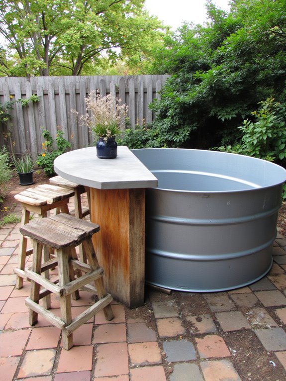 19 Clever Metal Tank Pool Ideas For A Polished Outdoor Look poolside bar for relaxation