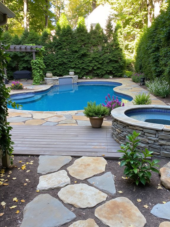 18 Luxurious Inground Pool And Hot Tub Ideas For Home Retreats private backyard oasis design