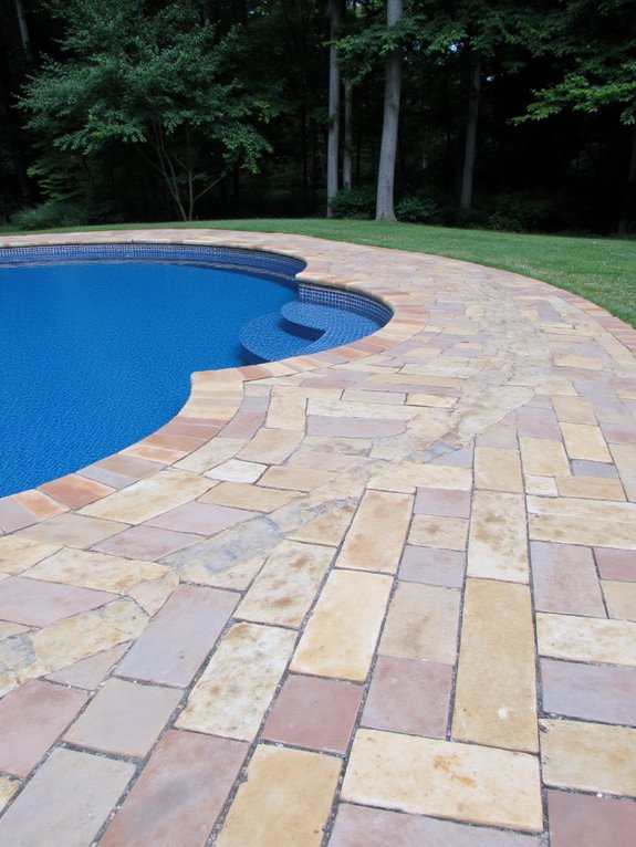 24 Polished Inground Pool Deck Ideas With Pavers For A Finished Look proper drainage during installation