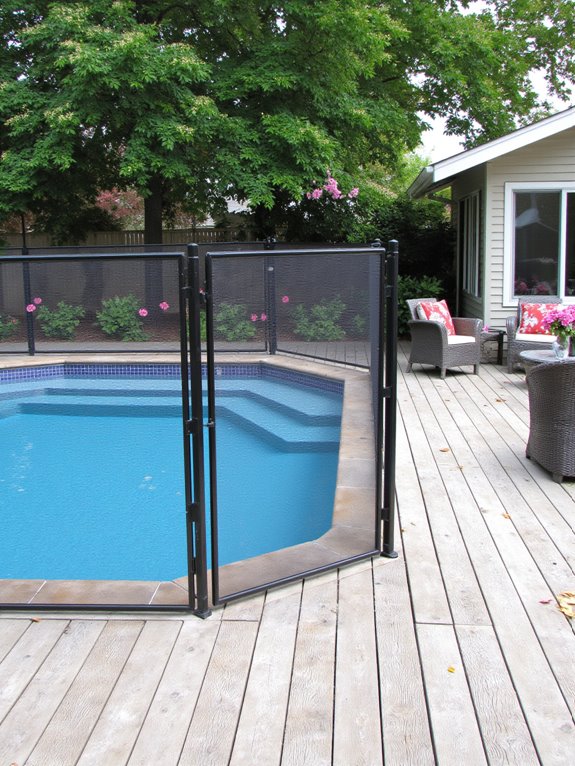 25 Practical Inground Pool Fence Ideas For Safe Stylish Spaces retractable pool fence flexibility