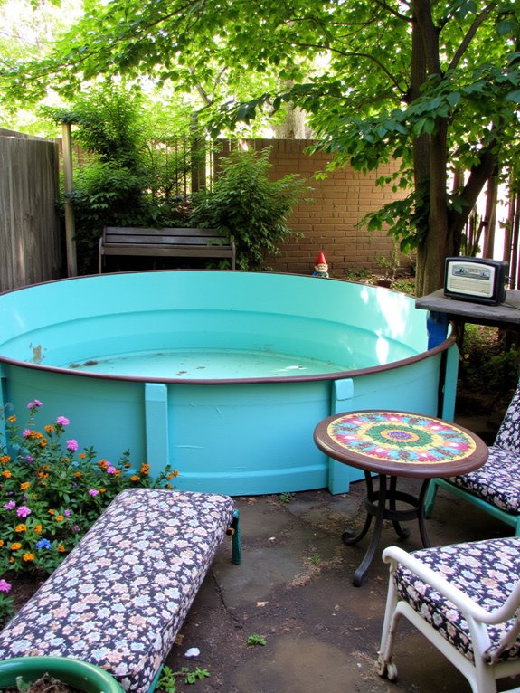 18 Bright Tin Pool Ideas That Add Fun Retro Character retro charm low maintenance