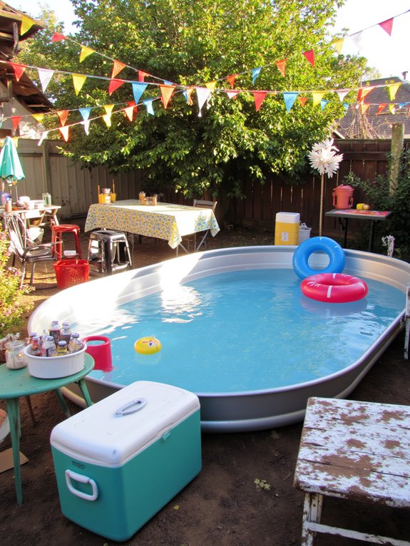 18 Bright Tin Pool Ideas That Add Fun Retro Character retro themed pool party fun