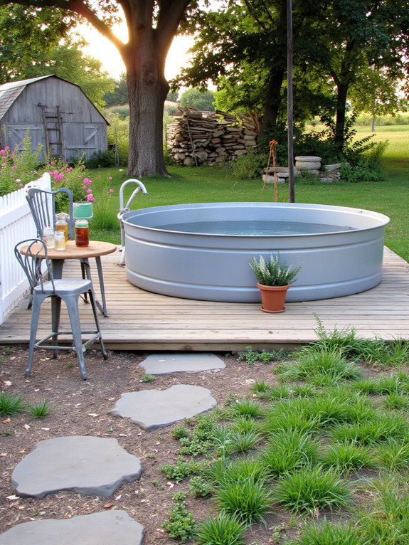 18 Rustic Stock Tank Pool Ideas With Warm Outdoor Charm rustic charm for relaxation
