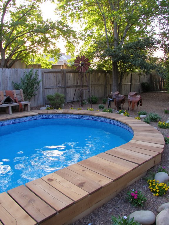 19 Cozy Cowboy Pool Ideas That Bring Cool Western Style Home rustic cowboy themed above ground pools