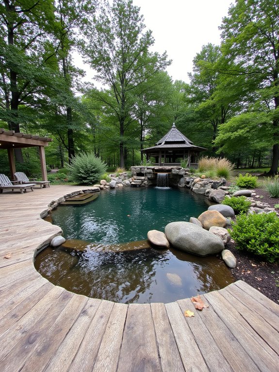19 Striking Large Inground Pool Ideas For Spacious Yards rustic natural pool tranquility