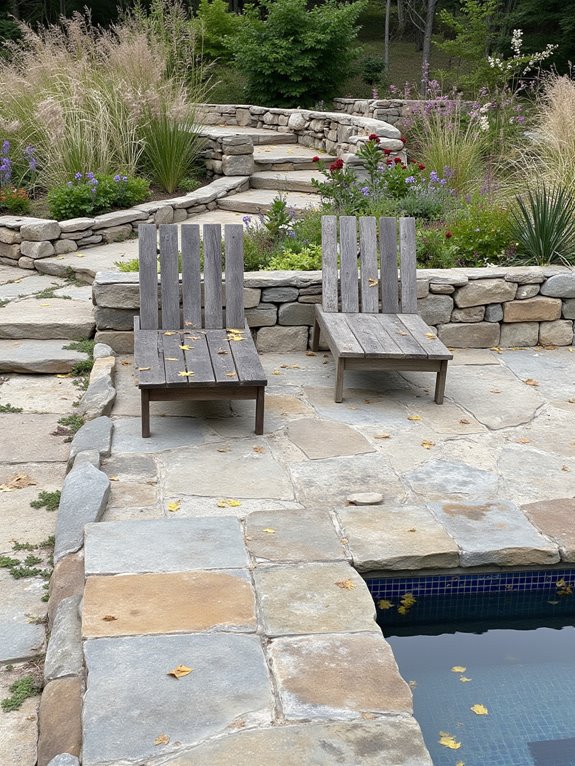 21 Simple Inground Pool Landscaping Ideas For Clean Outdoor Style rustic natural stone aesthetics