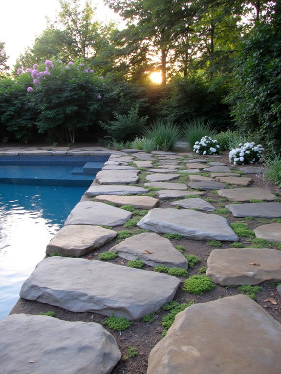 21 Unique Inground Pool Coping Ideas That Refresh Your Space rustic stone coping beauty