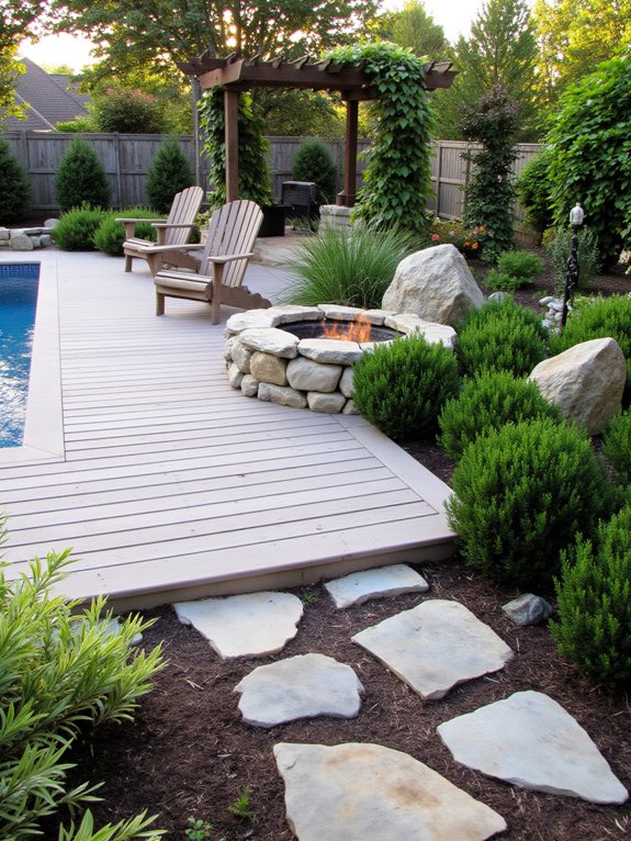 24 Creative Inground Pool Deck Ideas For Easy Backyard Upgrades rustic warmth with natural materials