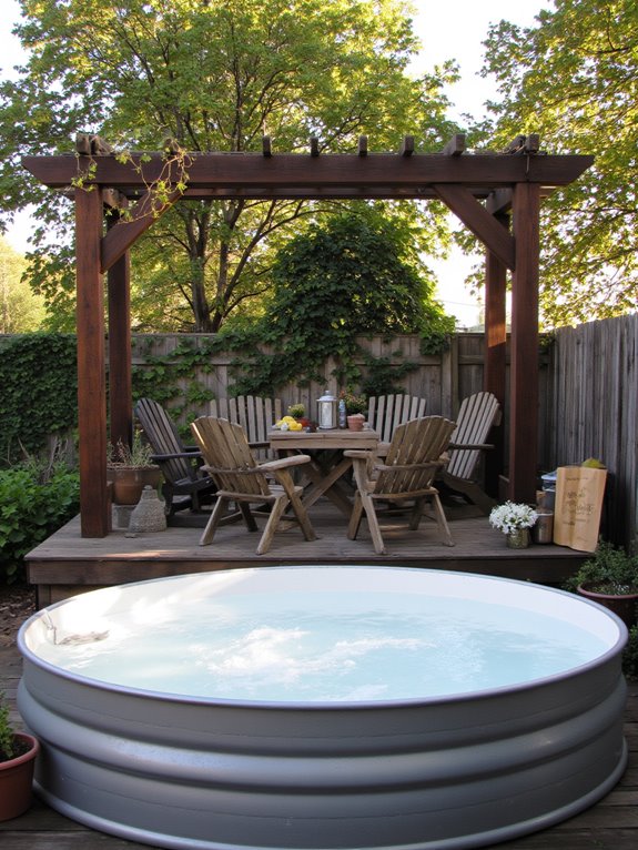 23 Unique Deep Stock Tank Pool Ideas For Bigger Splash Moments rustic wood accents decor