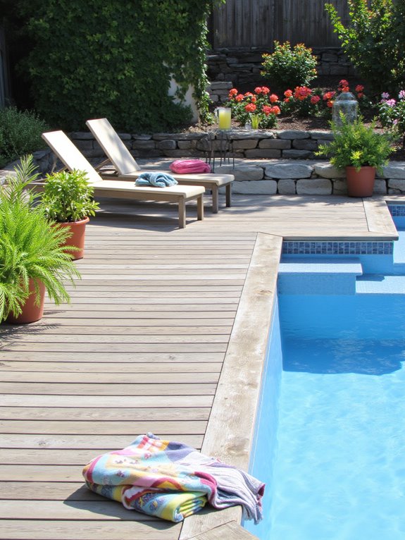 21 Simple Inground Pool Landscaping Ideas For Clean Outdoor Style safe fun outdoor space
