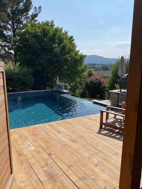 20 Smart Inground Pool Privacy Ideas For Peaceful Yards scenic elevated deck views