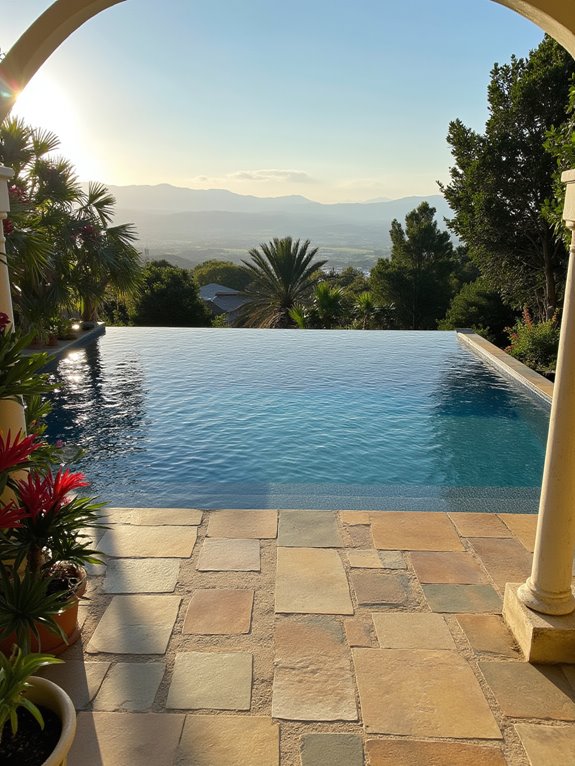 23 Elegant Outdoor Inground Pool Ideas For A Resort Vibe seamless horizon water illusion