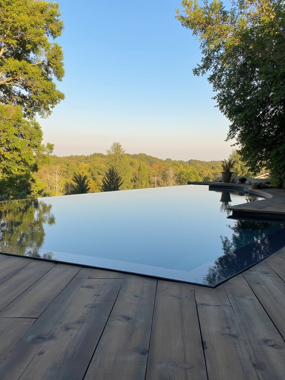 21 Modern Outdoor Inground Pool Concepts For A Designer Feel seamless horizon water illusion