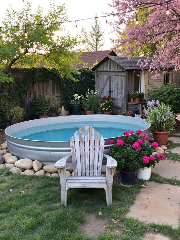 19 Clever Metal Tank Pool Ideas For A Polished Outdoor Look seasonal decor for pool