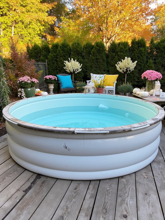 21 Stylish Poly Stock Tank Pool Ideas For A Smooth Setup seasonal decor for pools
