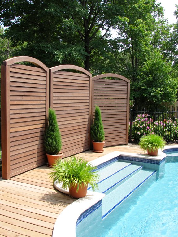 21 Beautiful Inground Pool Deck Ideas For Relaxed Summer Days secluded oasis with privacy