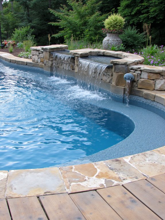 23 Elegant Outdoor Inground Pool Ideas For A Resort Vibe serene water features enhance tranquility